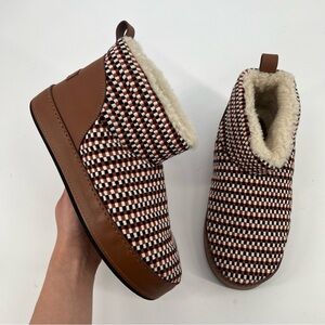 Amambaih Juana Low Woven Leather Chunky Shearling Lined Snow Boots in Cognac 9